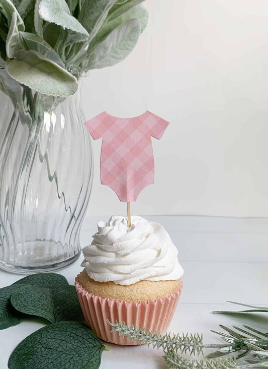 Blush Pink Onesie Cupcake Toppers