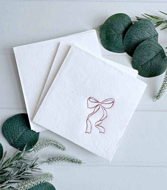 ntroducing our delightful offering, the Pink Coquette Bow Cocktail Napkin Set! Designed to impress and add a touch of grace, this captivating set comprises 16 exquisitely crafted cocktail napkins