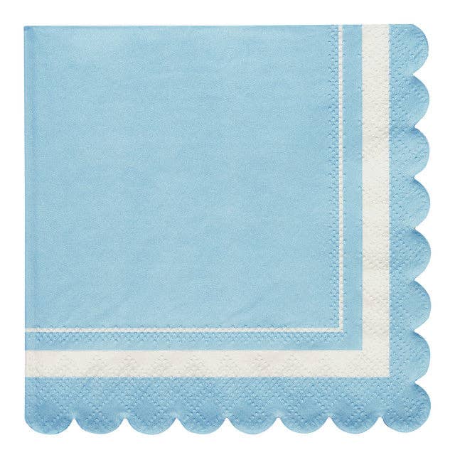 Baby Blue Scalloped Cocktail Napkins