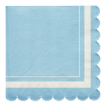 Baby Blue Scalloped Cocktail Napkins