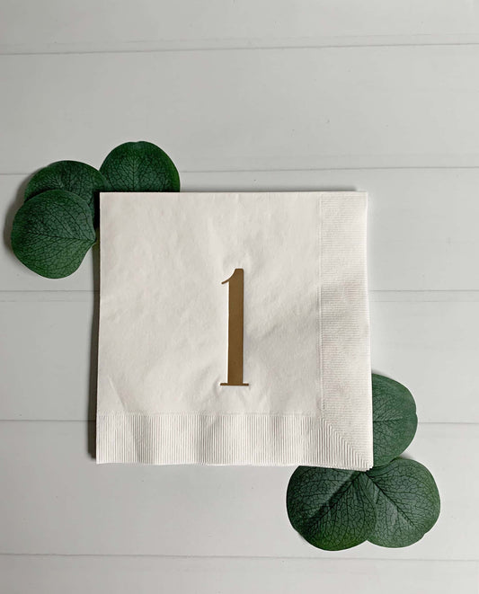 Gold Foil One Luncheon Napkins - First Birthday Party Supplies (16 Pack)