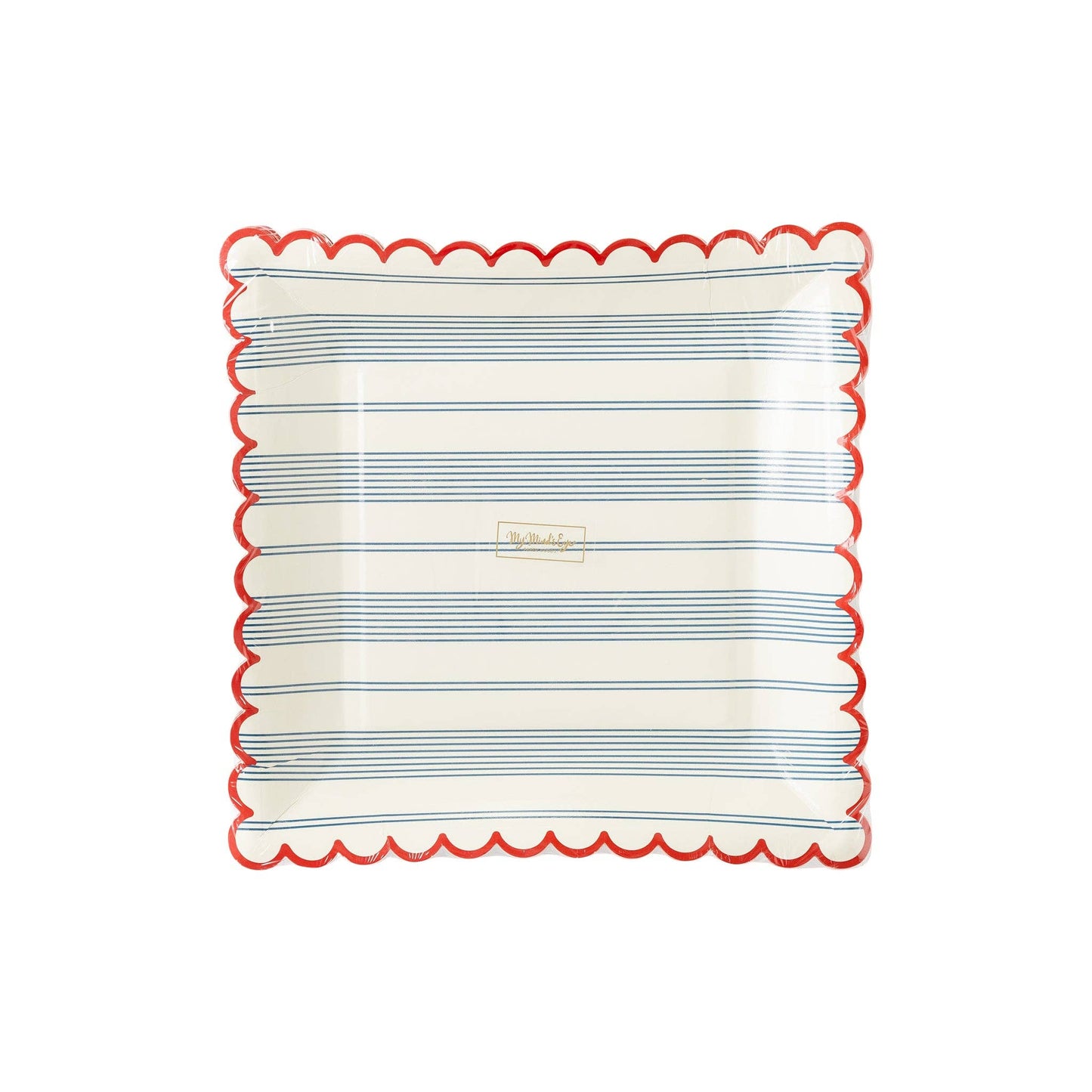 Blue Ticking Striped Scallop Plates