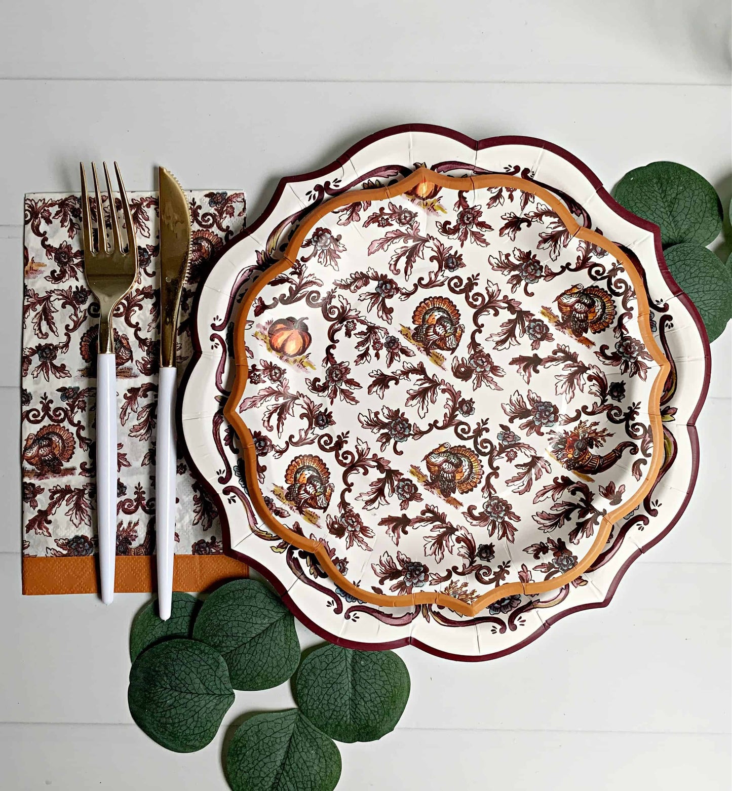 Turkey Toile Paper Salad Plate