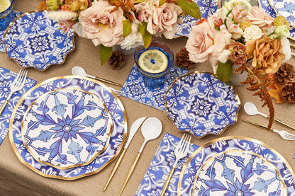 Moroccan Blue Paper Salad Plates