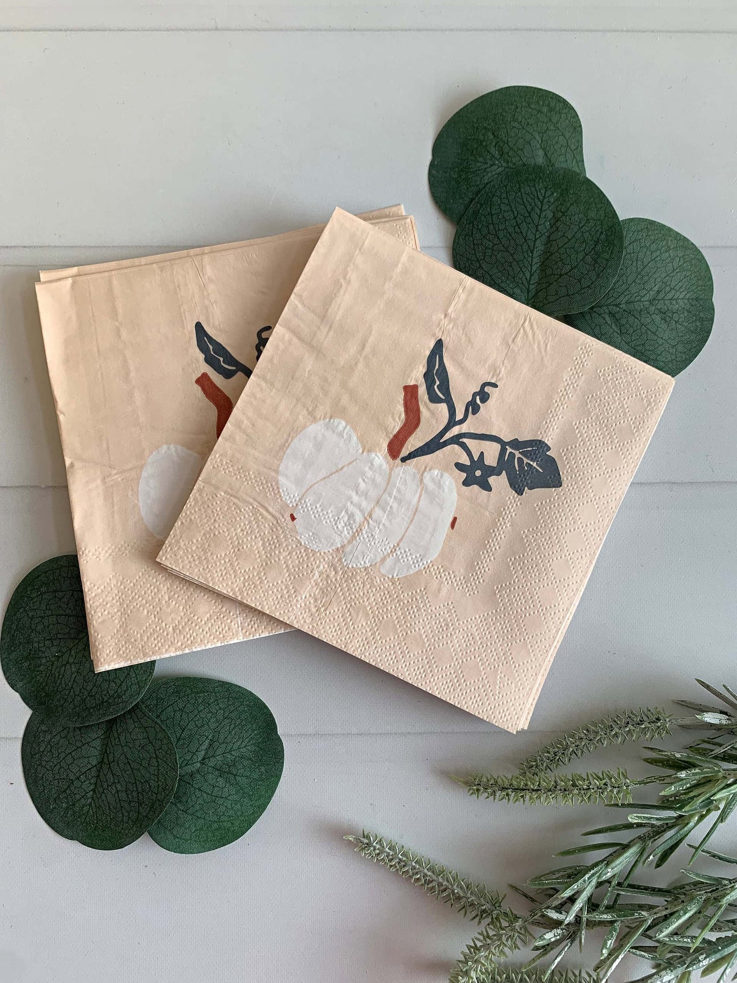 Peach Pumpkin Cocktail Napkins - Thanksgiving Party Napkins Set of 20