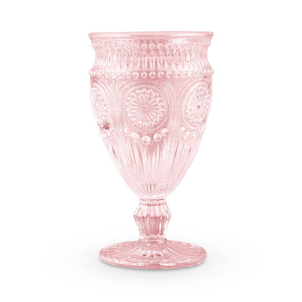 Pink Pressed Glass Water Goblet