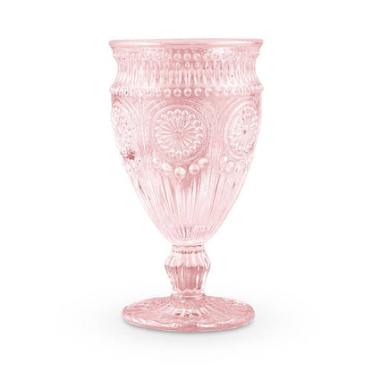 Pink Pressed Glass Water Goblet