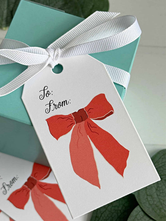 Red Bow Gift Tags - Sets of 10