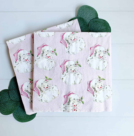 Pink Santa Luncheon Napkins