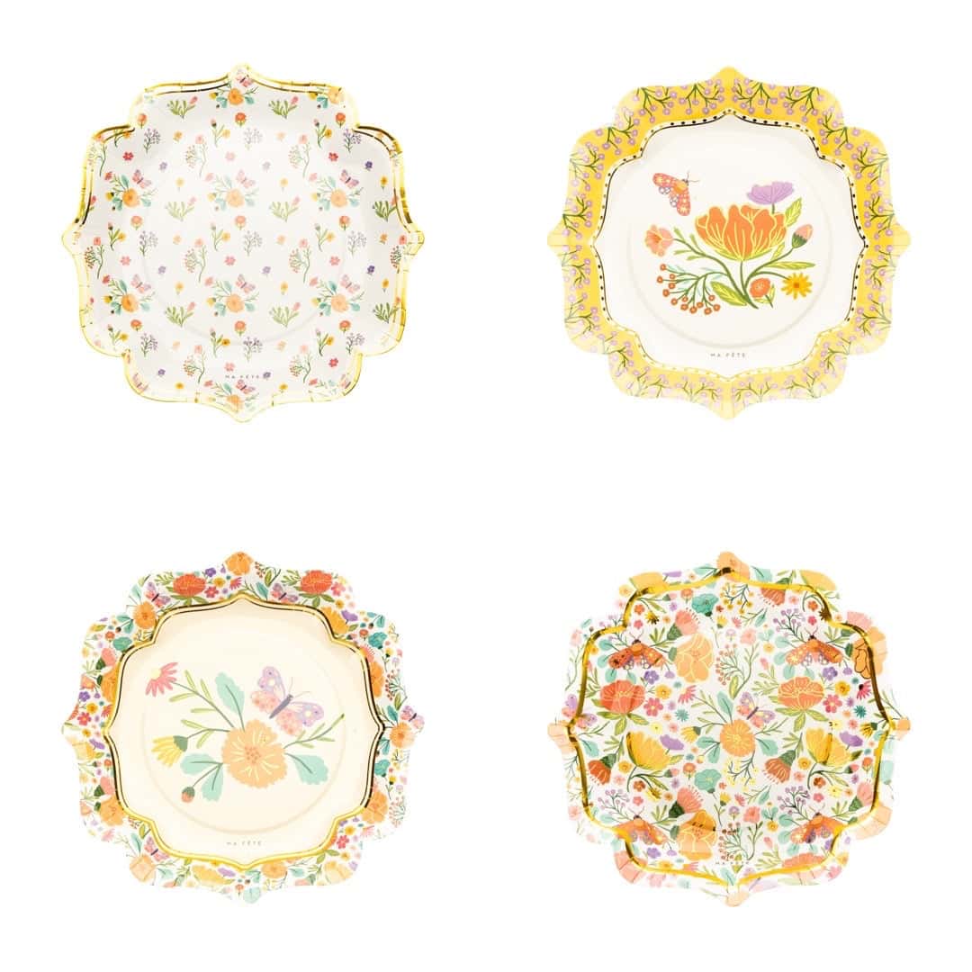 Fancy Tea Party Plates - 4 Designs