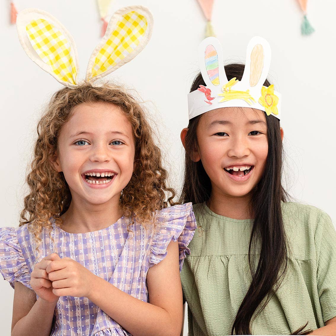 Yellow Gingham Bunny Ears Headband - Easter Party Some Bunny is One Birthday Bunny Costume
