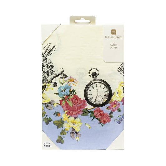 Alice in Wonderland Paper Table Cover - Tea Party Tablecloth | Disposable Party Decor