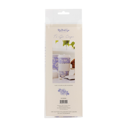 Blue Floral Paper To Go Coffee Cups