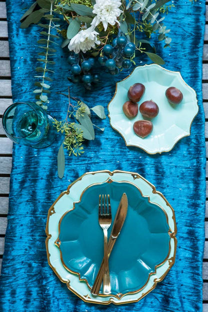 Teal Scalloped Lunch Plates