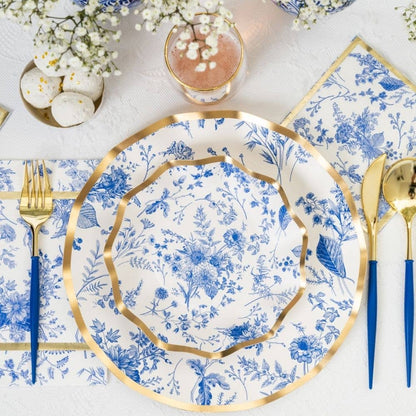 Blue Toile Paper Dessert Plates