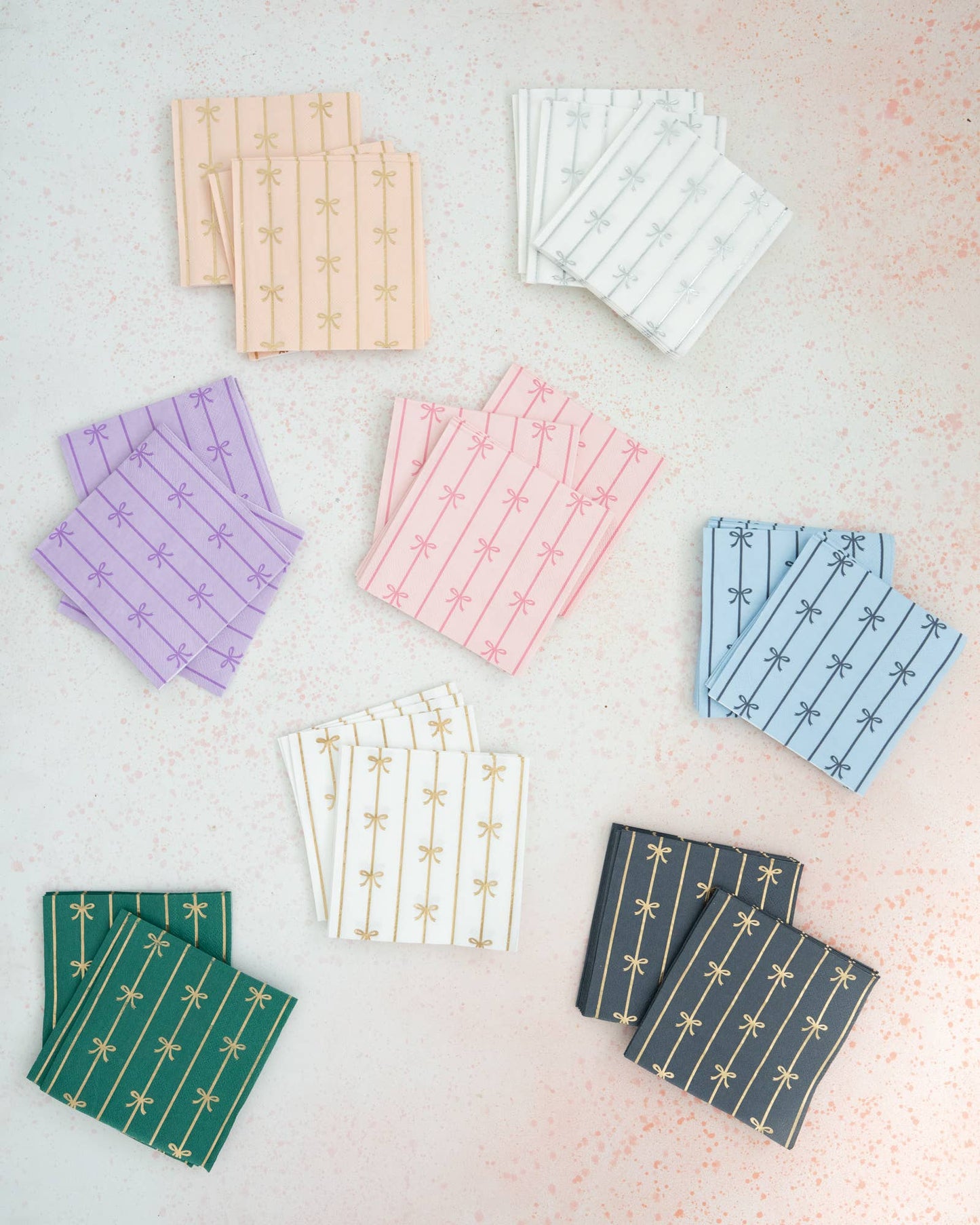 White with Gold Bow Cocktail Napkins