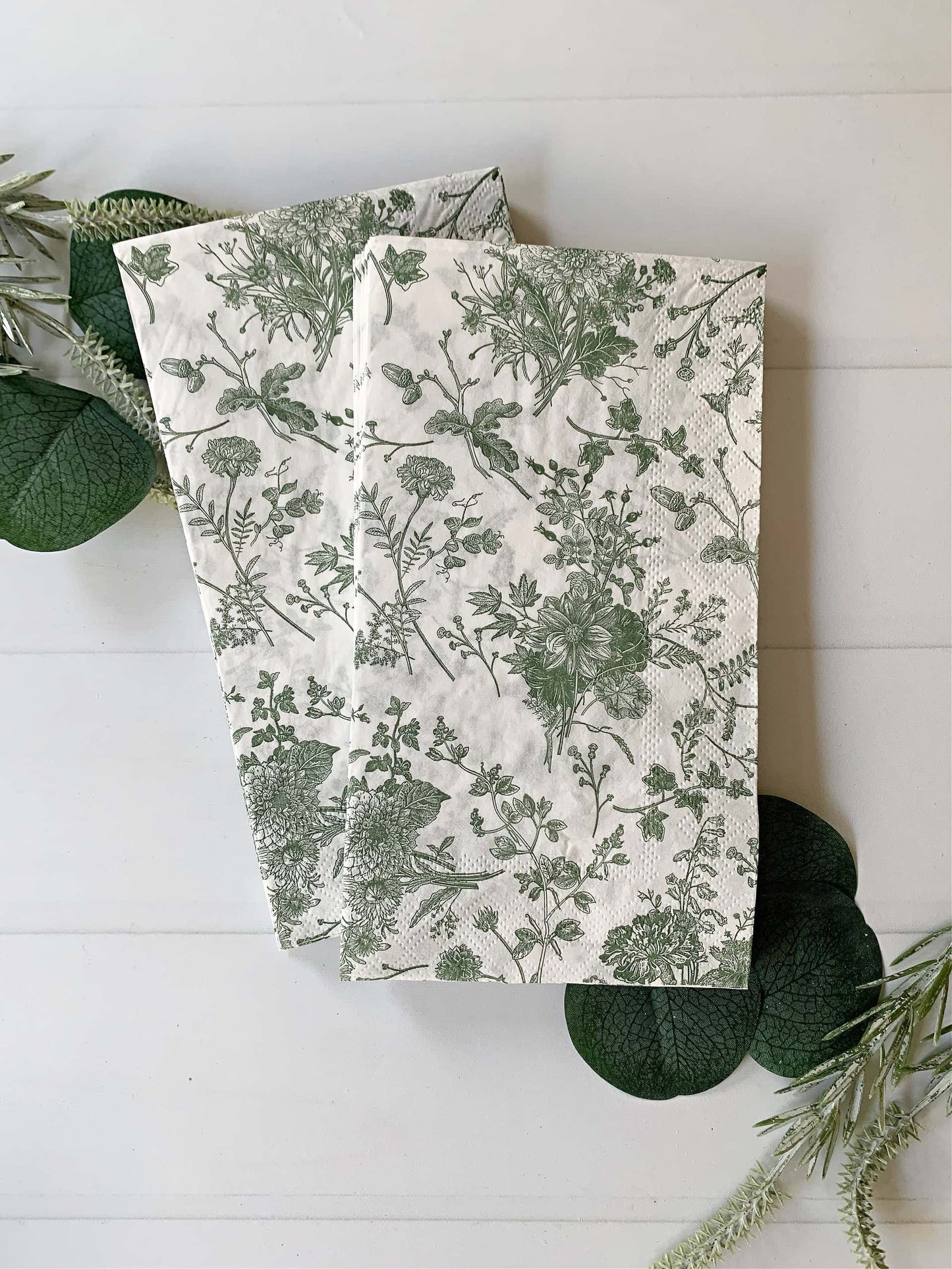 Sage Toile Floral Dinner Napkins - Package of 20