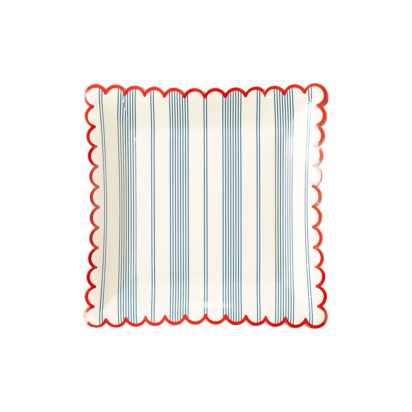 Blue Ticking Striped Scallop Plates