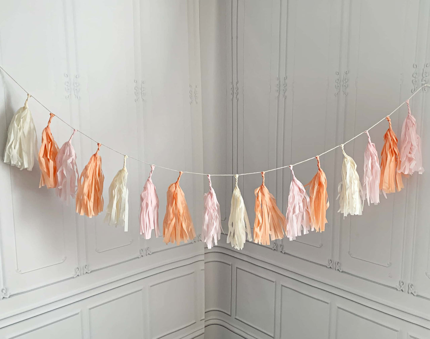 Peach, Blush, and Cream Tassel Garland