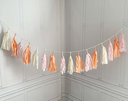 Peach, Blush, and Cream Tassel Garland