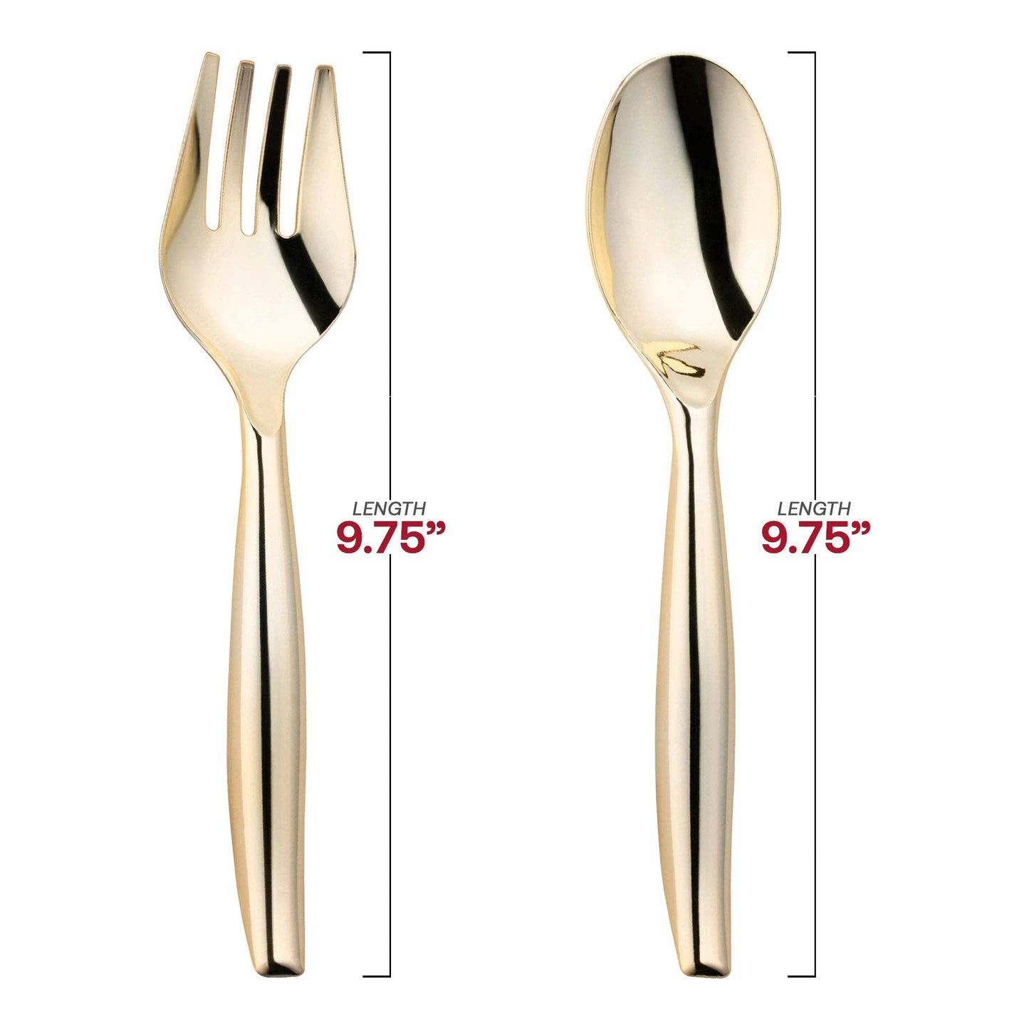 Gold Serving Fork and Spoon Set - Plastic