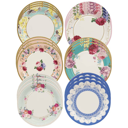 Assorted Tea Party Round Vintage 9" Paper Dinner Plates