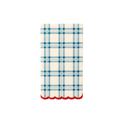 Blue Scallop Plaid Paper Dinner Napkin
