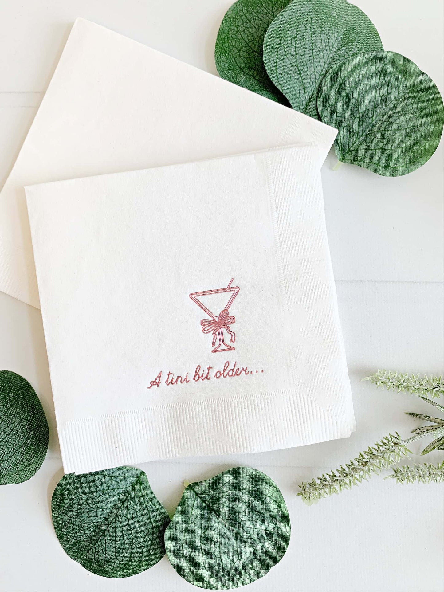 Just a Tini Bit Older Birthday Martini Napkins - Pink