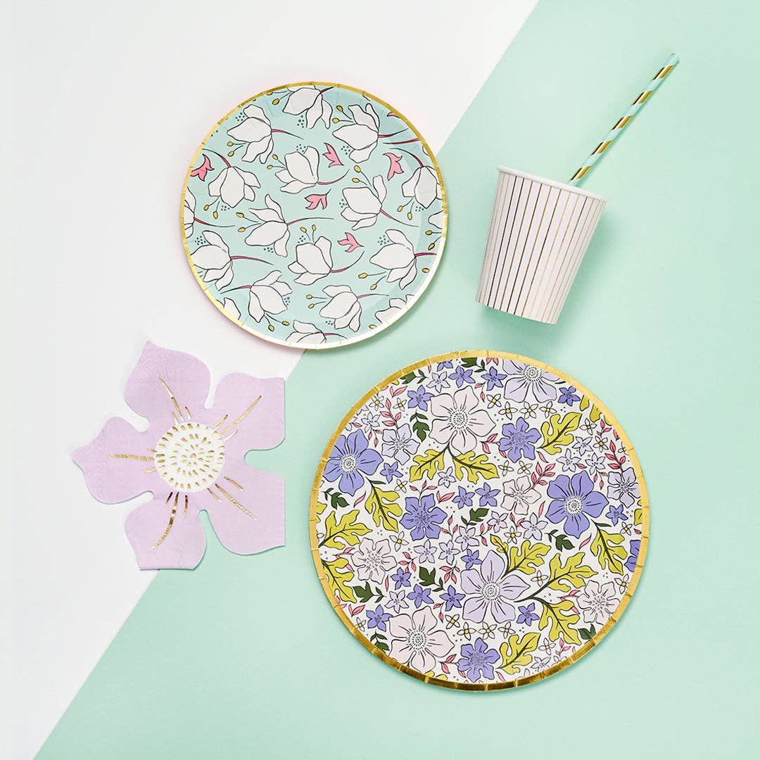 Boho Floral Paper Tea Party Plates - Large