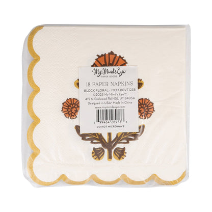 Fall Floral Cocktail Napkins - Charming Farmhouse Home Entertaining (18 Pack)