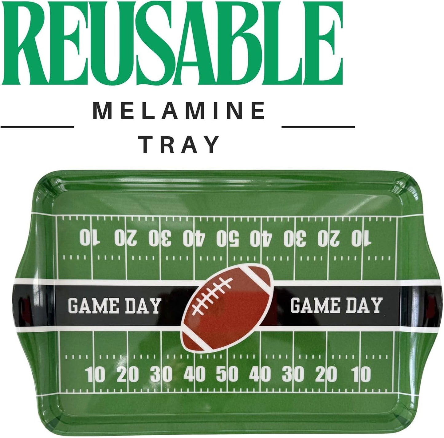 15" Football Field Melamine Serving Tray — Game Day Tailgate Party Platter