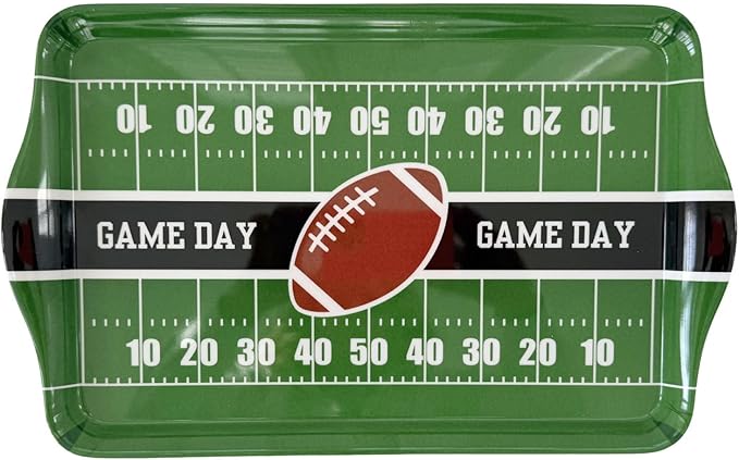 15" Football Field Melamine Serving Tray — Game Day Tailgate Party Platter