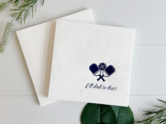 I'll Dink to That Pickleball Cocktail Napkins Navy & White - Set of 16