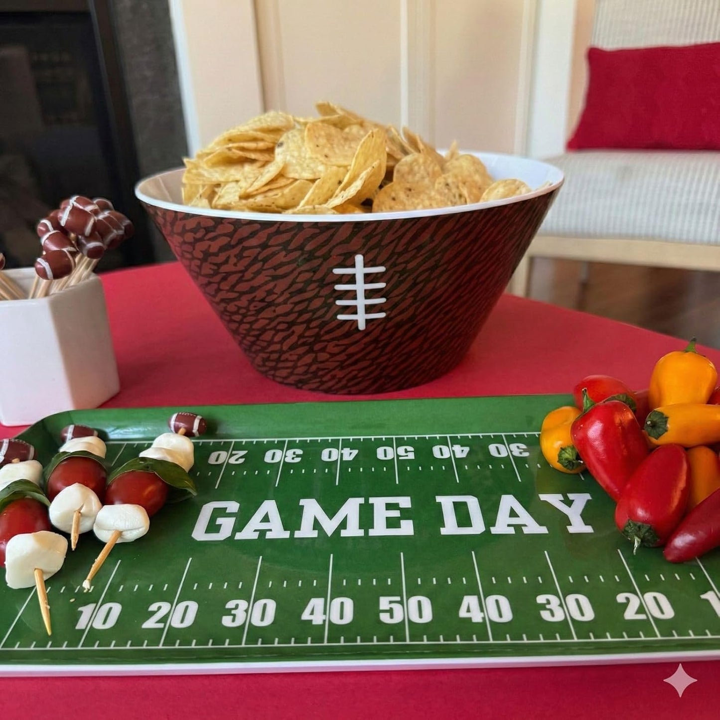 Brown Football Snack Bowl — Reusable Melamine Serving Bowl for Game Day