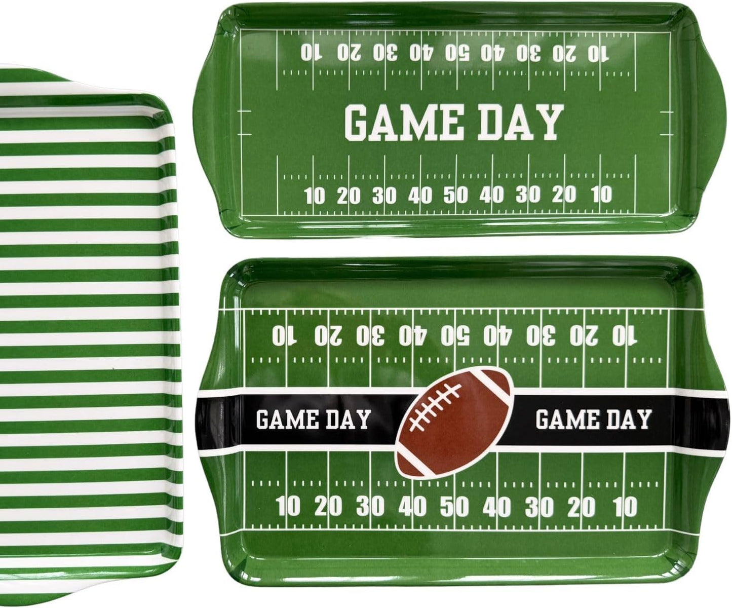 15" Football Field Melamine Serving Tray — Game Day Tailgate Party Platter