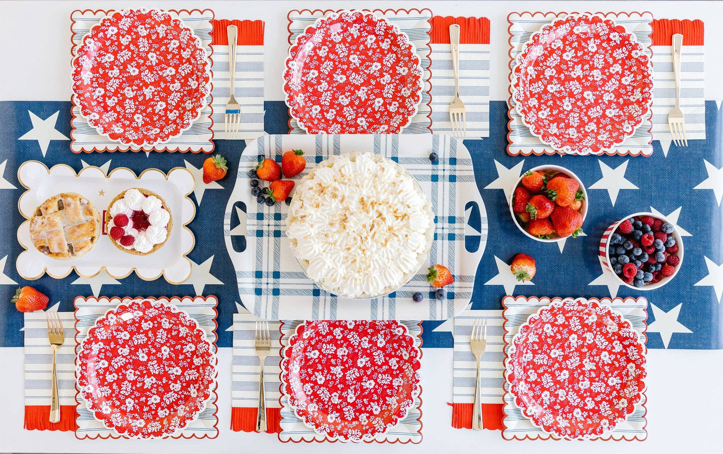 Red Liberty Floral Paper Plate