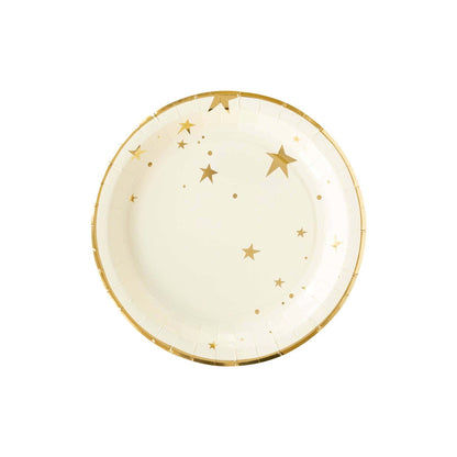 Cream and  Gold Star Paper Dinner Plates
