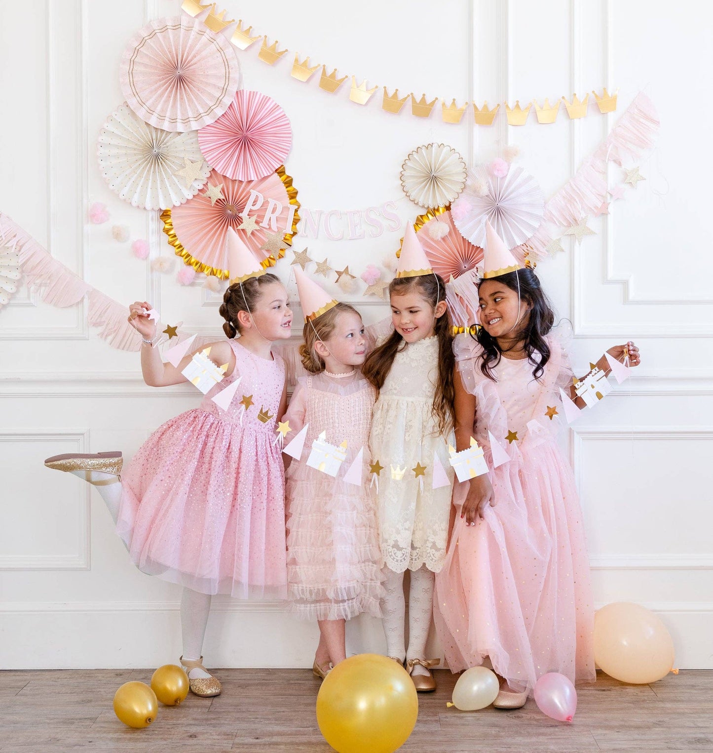 Princess Pink and Gold Party Photo Backdrop Fans