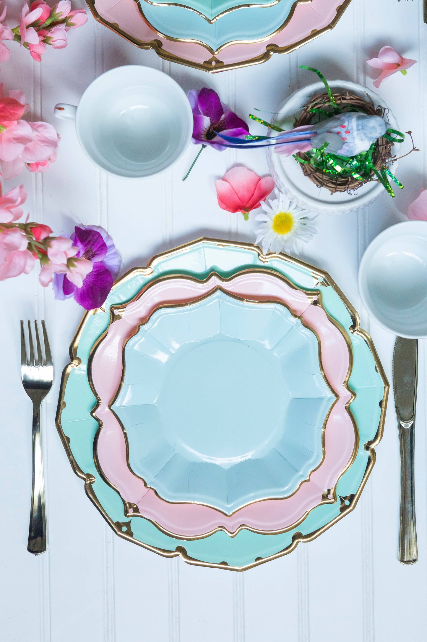 Light Blue Paper Dessert Plates