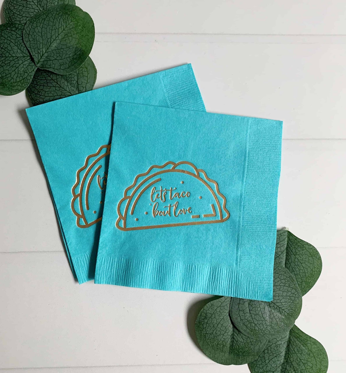 Let's Taco Bout Love Napkins - Cocktail - Turquoise
