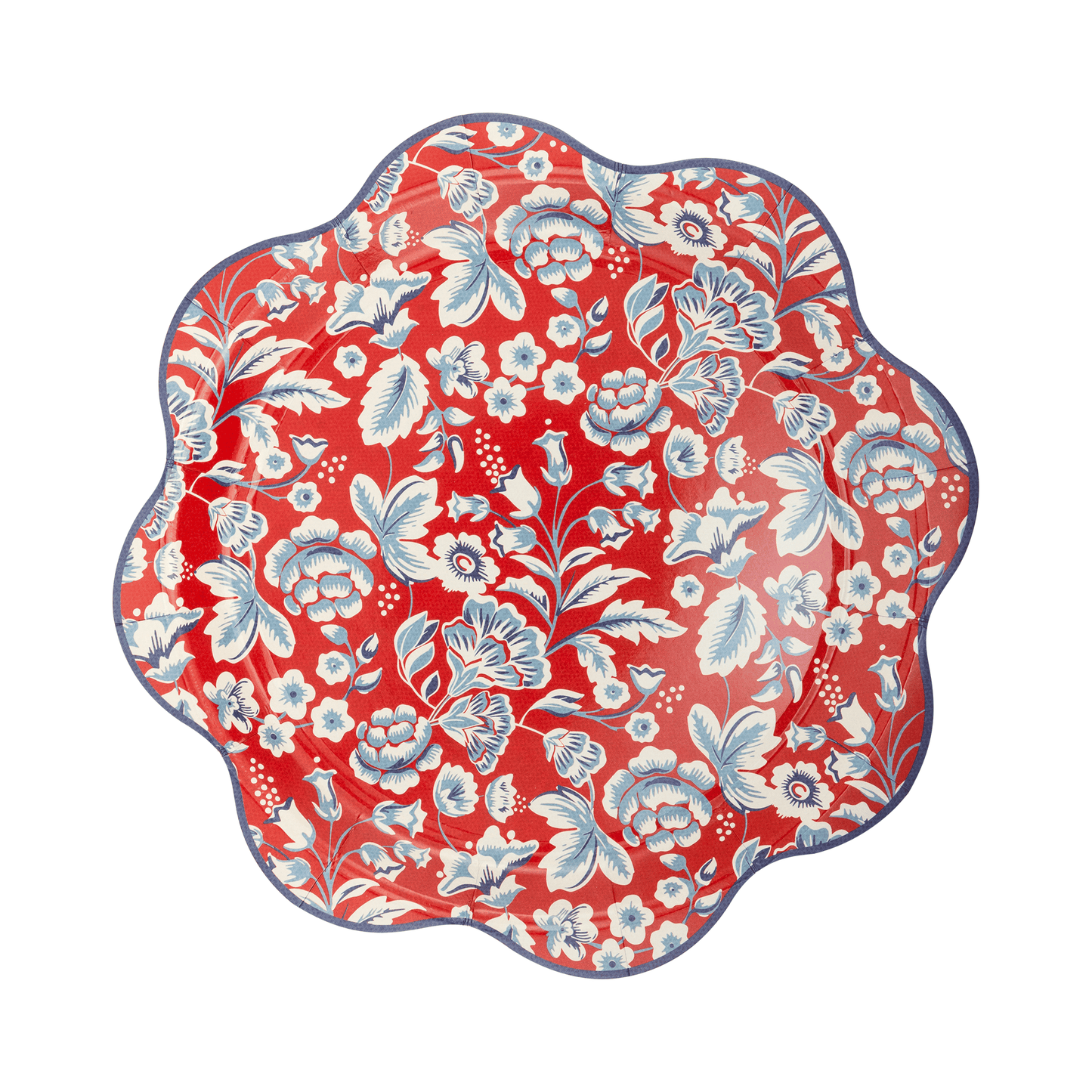 Hamptons Red Floral Scalloped Plates