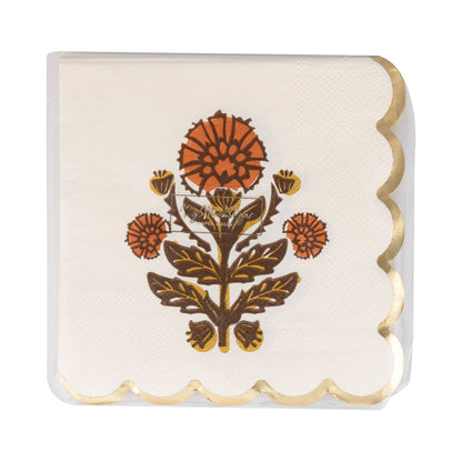 Fall Floral Cocktail Napkins - Charming Farmhouse Home Entertaining (18 Pack)