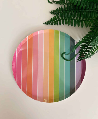 Rainbow Stripe Paper Plate- 8.25"