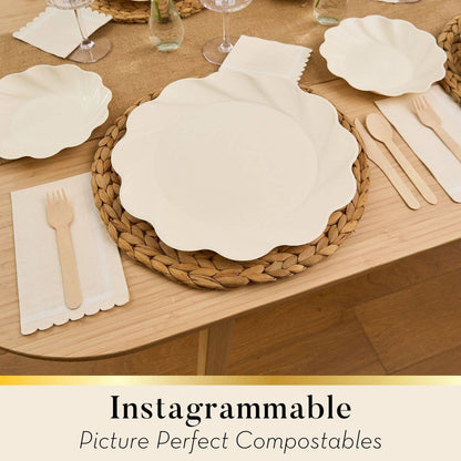 Extra Large Cream Compostable Dinner Plate