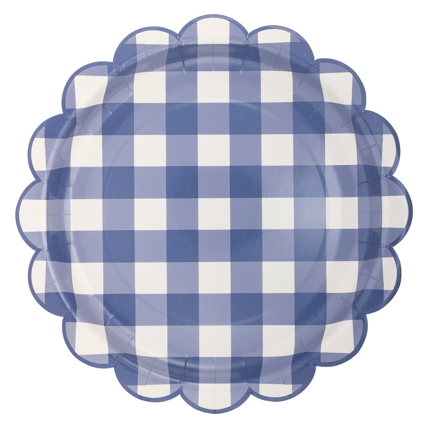 Scalloped Blue Gingham Paper Plates