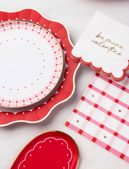 Red Heart Paper Plates - Valentine's Day Dessert Plates Set of 8