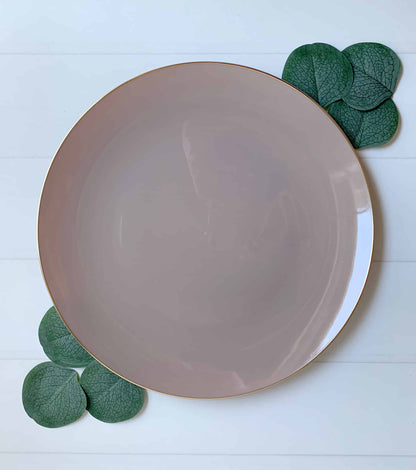 Taupe with Gold Edge Dinner Plates 10.25"