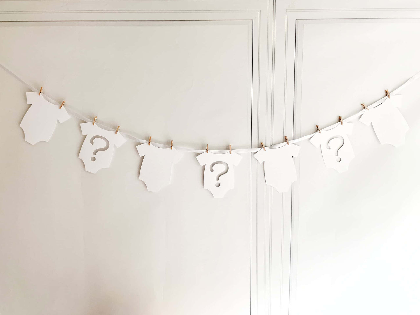 White Gender Reveal Onesie Banner