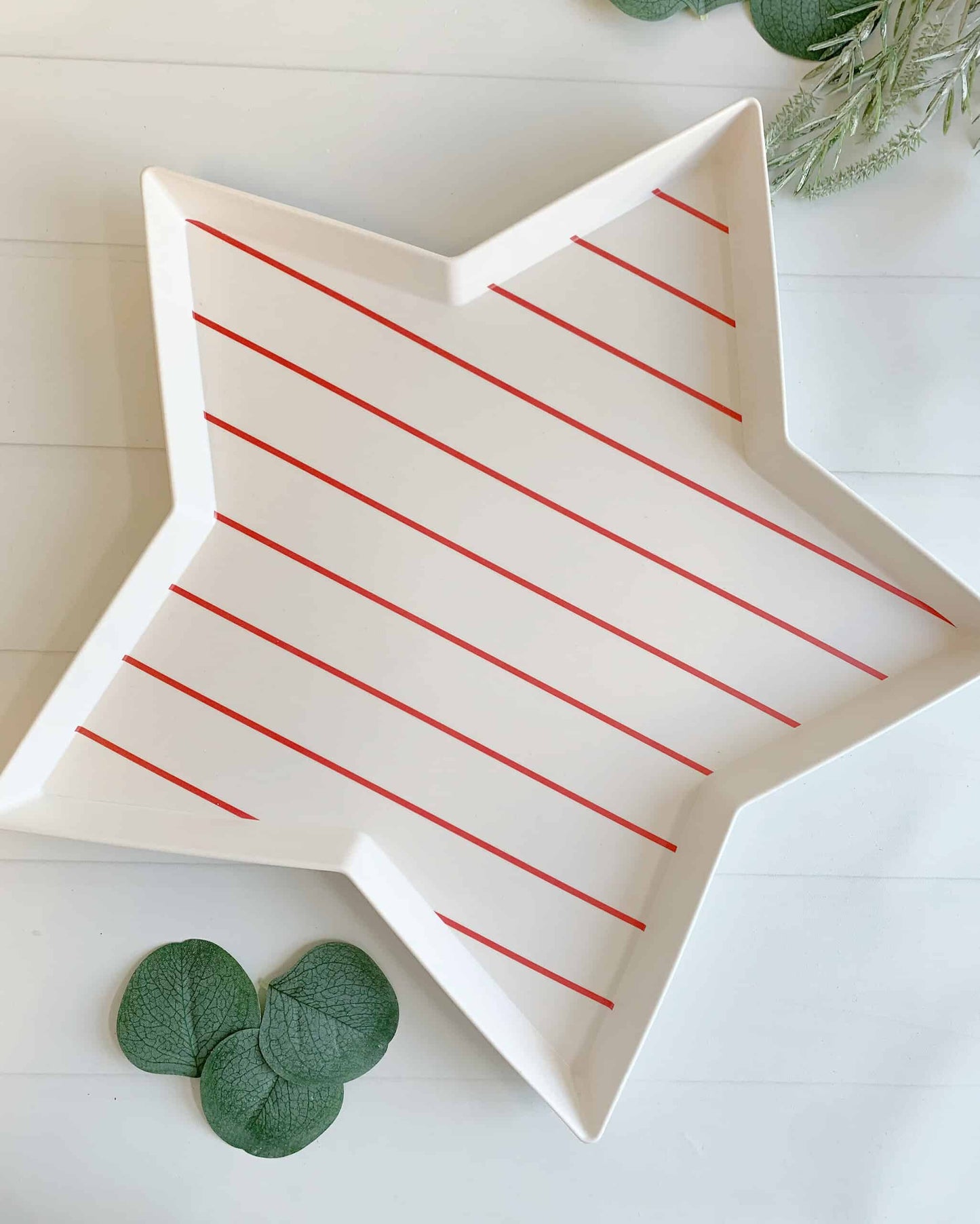 Star Shaped Red Stripe Reusable Bamboo Tray