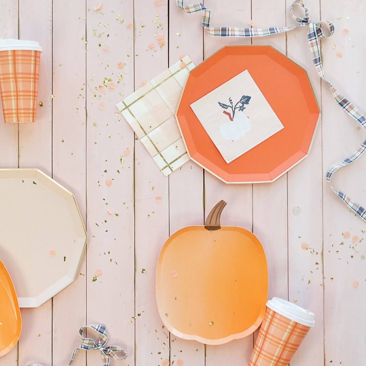 Peach Plaid Luncheon Napkins